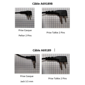 Câble de liaison Talkie G9 - Casque Peltor avec micro intégré.