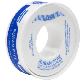 Ruban téflon 12mx12mm épaisseur 0,075 mm - diamètre standard