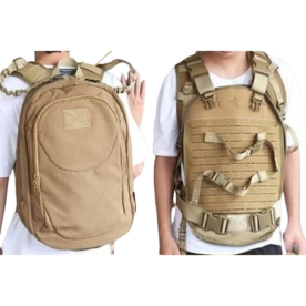 SAC A DOS TRANSFORMABLE EN GILET - TAN