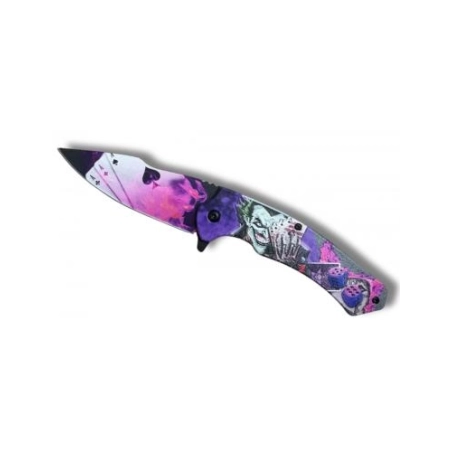 Couteau pliant ouverture assistée Joker/Poker lame 9cm +clip-ceinture
