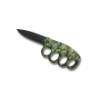Couteau Poing Américain Green Skull Lame Pliante 10cm